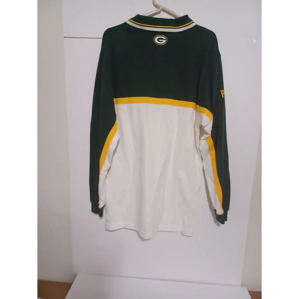 Vintage NFL Green Bay Packers Long Sleeve Polo  3 Button Up White Green Large L - Picture 6 of 6